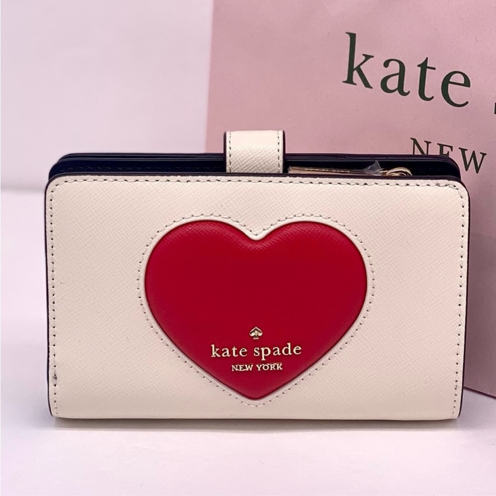 Kate Spade Madison Puffy Heart Medium Bifold Wallet, Meringue Multi